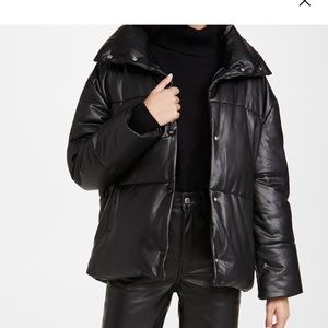 Avec les filles faux leather puffer coat